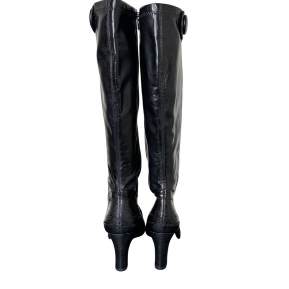 Franco Sarto Y2K-Style Black Faux-Leather Knee High 4" Heeled Boots, Size 10M - Picture 4 of 12